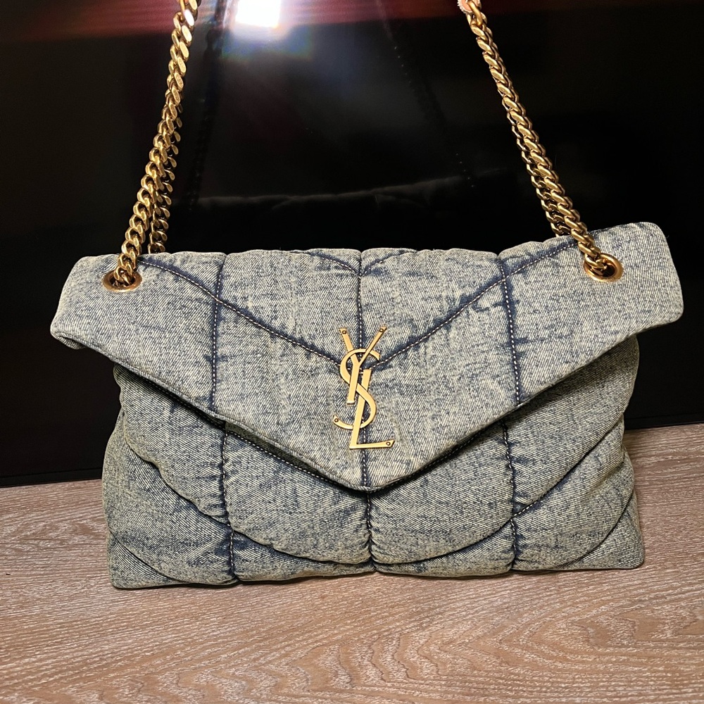 Yves Saint Laurent Denim Quilted Shoulder Bag
